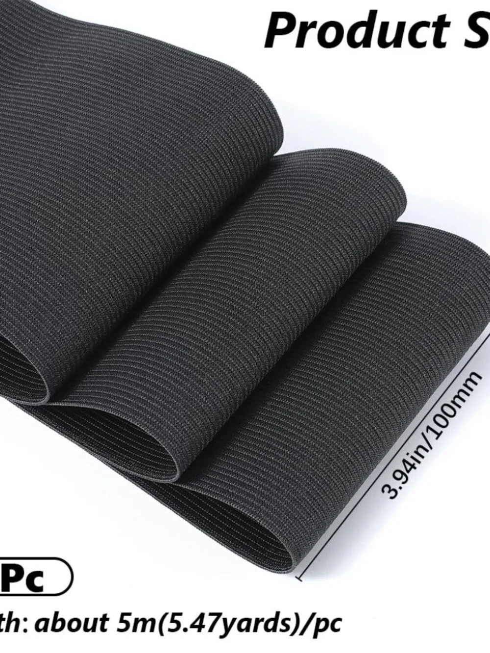 5M 4 Inch Elastic Band Spool Black Heavy Stretch High Elasticity Knit Strap Wide